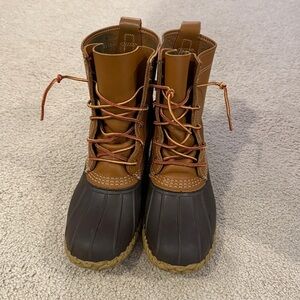 L.L. Bean Tan & Brown Rain/Snow Boots/Sturdy Sole & Comfortable (30)